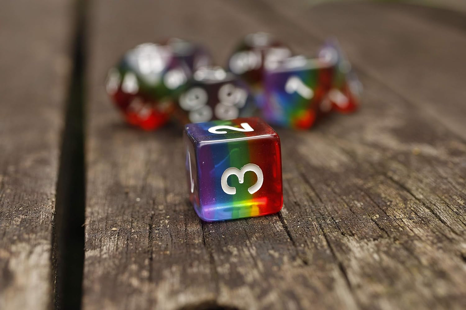 Rainbow Polyhedral Dice Set for Dungeons and Dragons (D&D), Pathfinder, MTG, and Tabletop Games with Pouch