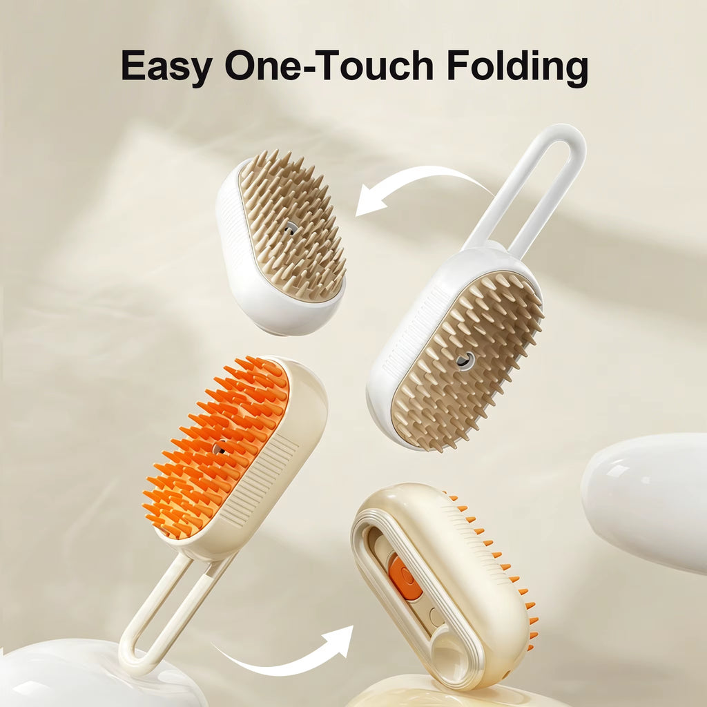 Foldable Pet Hair Remover 3 in 1 Cat Silicone Steam Brush Electric Spray Comb Cat Grooming Brush Universal Spray Massage Comb