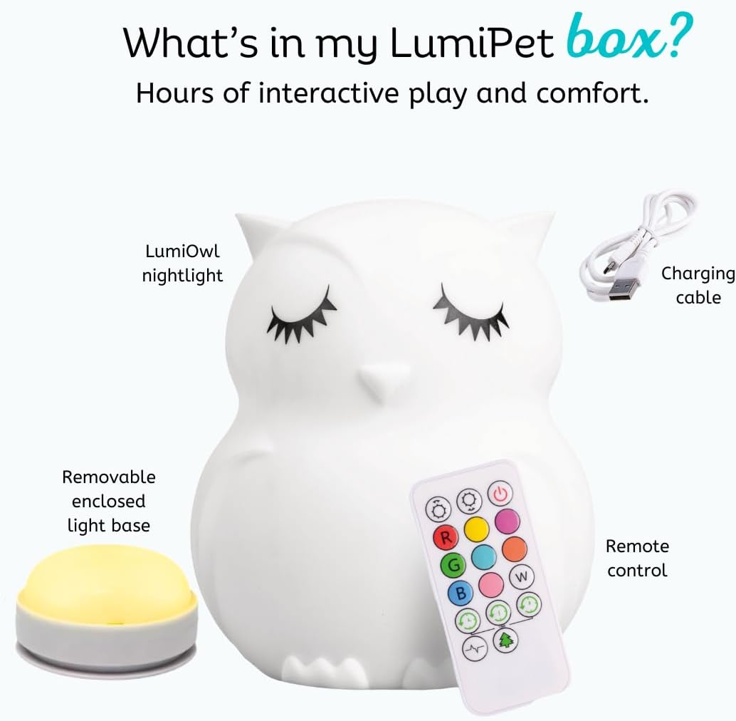Enchanting Remote Control Silicone Night Light for Kids - Adorable Owl Design with 9 Soothing Colors & Sleep Timer - Perfect Rechargeable, Battery-Operated Lamp for Baby Nursery, Toddler, Girls, and Boys