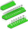 Magnetic Socket Organizer - 3-Piece Drive SAE Socket Holder Set with Strong Magnets - Stores up to 68 Sockets - Green - Part: 1148