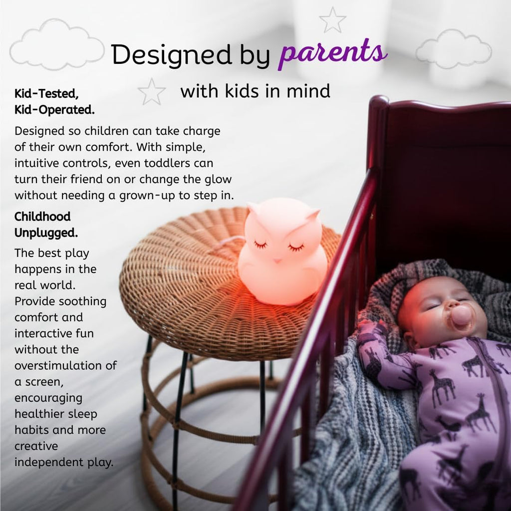 Enchanting Remote Control Silicone Night Light for Kids - Adorable Owl Design with 9 Soothing Colors & Sleep Timer - Perfect Rechargeable, Battery-Operated Lamp for Baby Nursery, Toddler, Girls, and Boys
