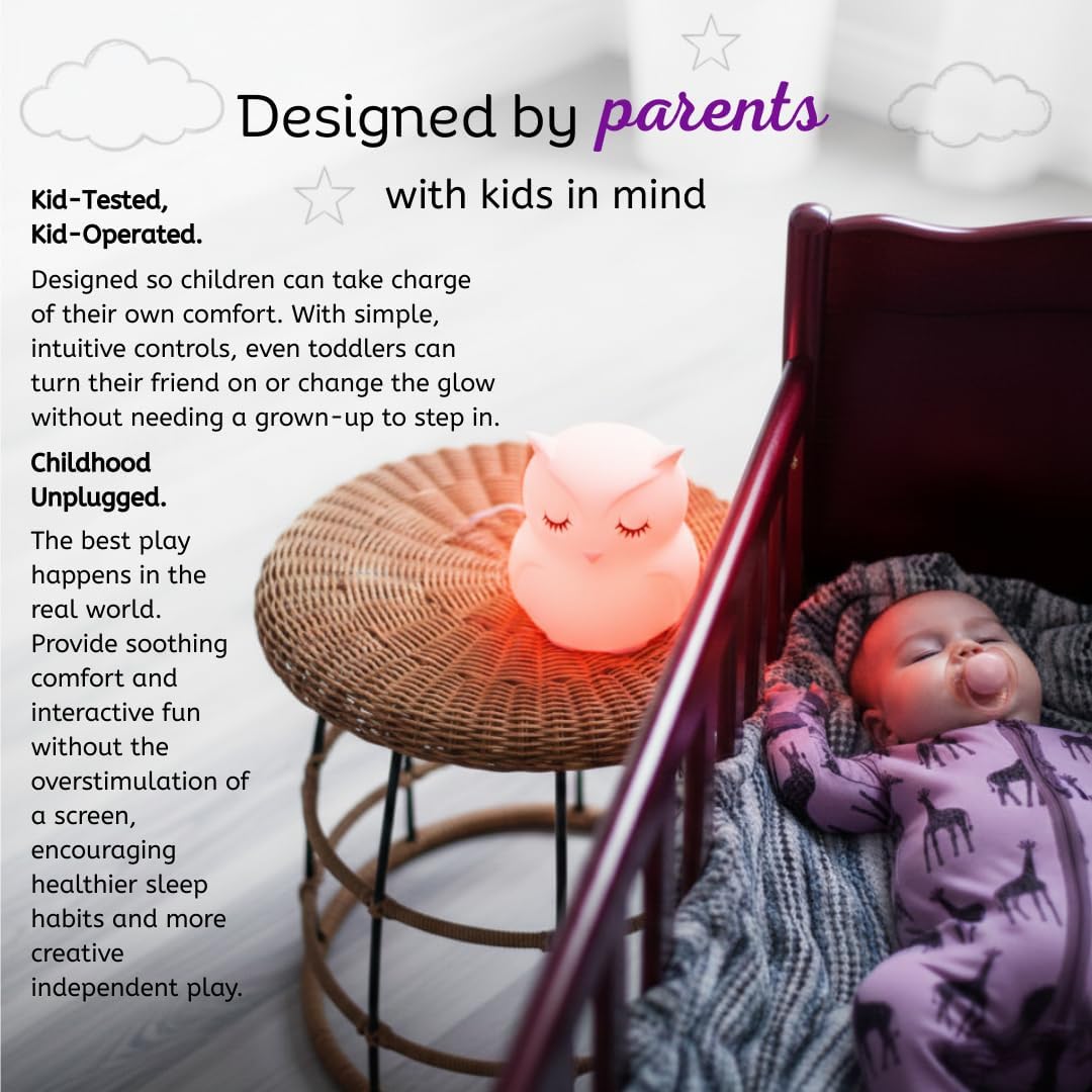 Enchanting Remote Control Silicone Night Light for Kids - Adorable Owl Design with 9 Soothing Colors & Sleep Timer - Perfect Rechargeable, Battery-Operated Lamp for Baby Nursery, Toddler, Girls, and Boys