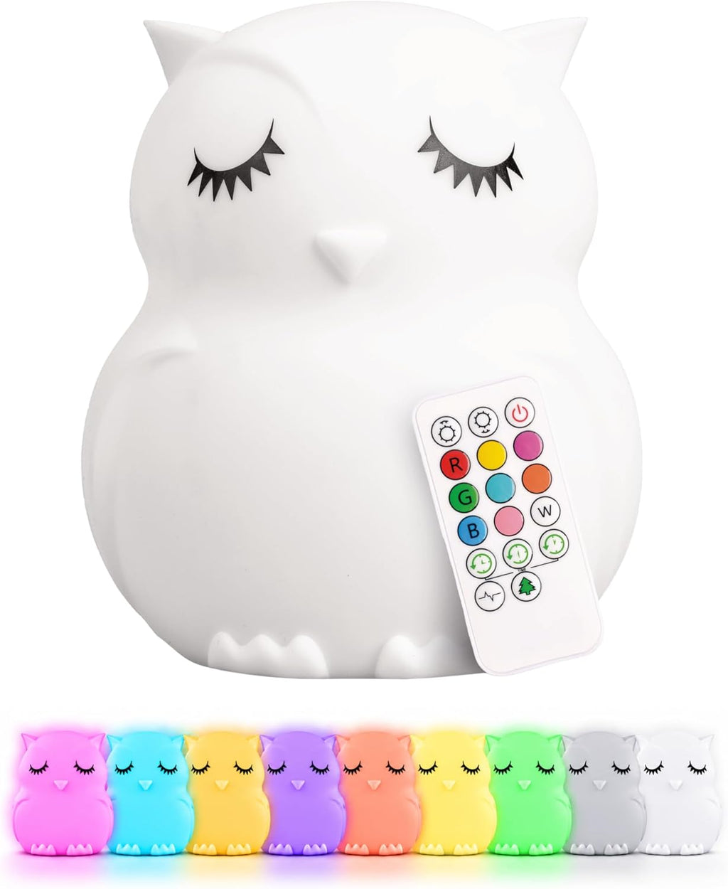 Enchanting Remote Control Silicone Night Light for Kids - Adorable Owl Design with 9 Soothing Colors & Sleep Timer - Perfect Rechargeable, Battery-Operated Lamp for Baby Nursery, Toddler, Girls, and Boys