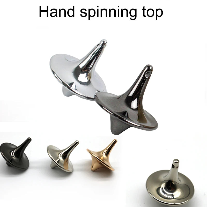 Metal Gyro Silver Hand Spinning Top - Small Cyclone Gyroscope Anti-Stress Fidget Toy for Children and Gifts