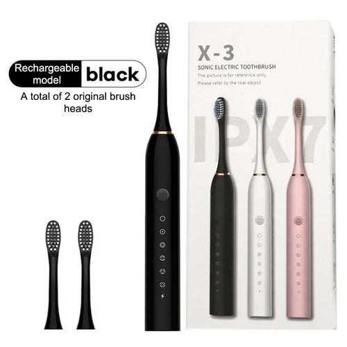 3Pcs/Set Electric Ultrasonic Toothbrush Six Speed Mode Home Soft Hair USB Charging Waterproof Adult Tooth Cleaner‘