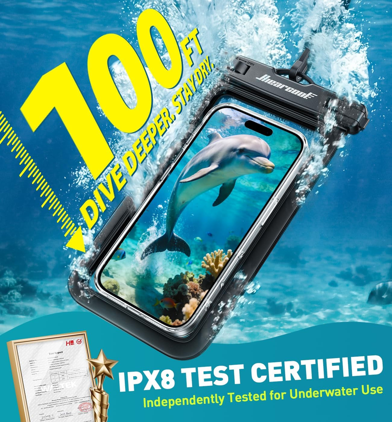 IPX8 Waterproof Phone Pouch for iPhone 17/16/15/14 Pro Max - Touchscreen-Compatible Cell Phone Dry Bag with Lanyard, 2-Pack (Fits Devices Up to 8.9”)