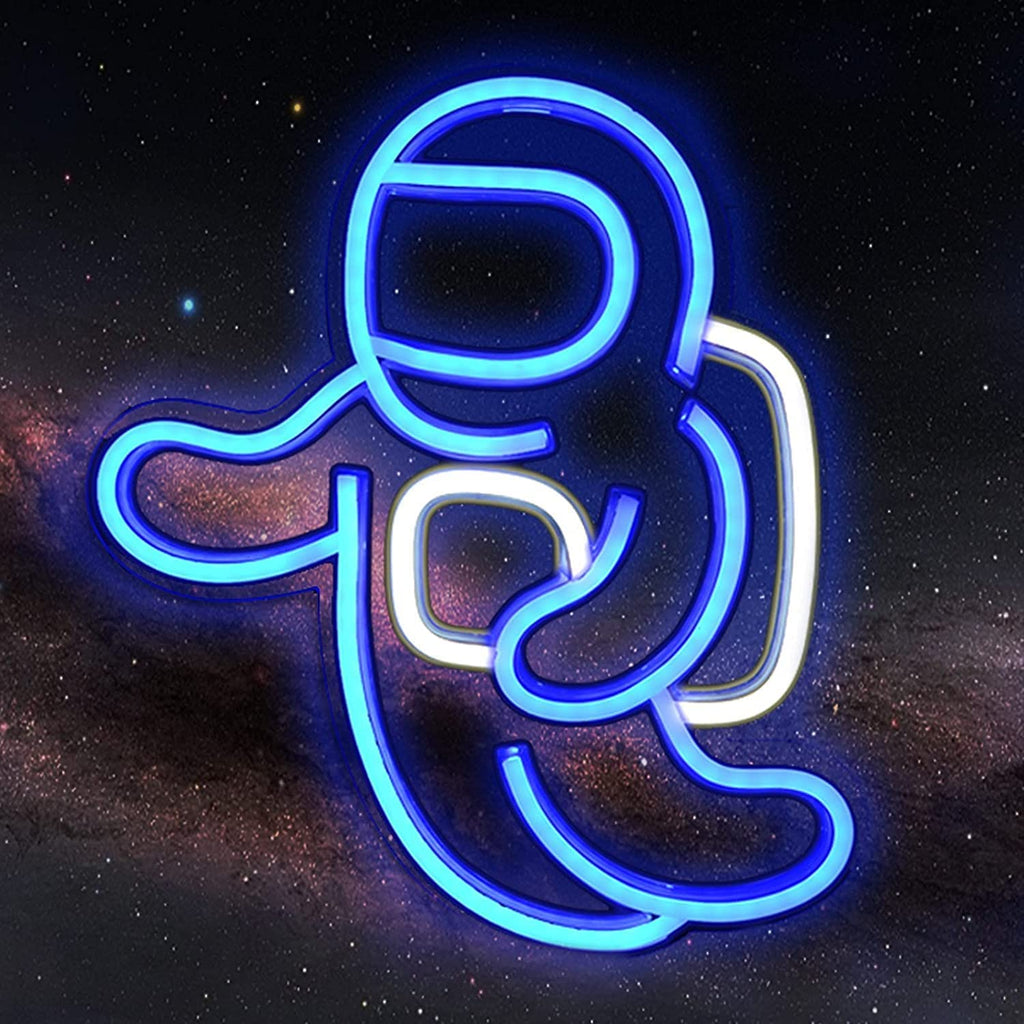 Astronaut Neon Light Projector - Space LED Wall Decor for Bedrooms, USB Powered with Switch (14.1 x 12.6 inches) - Ideal for Living Rooms, Gaming Spaces, and Children's Birthday Gifts (Blue)
