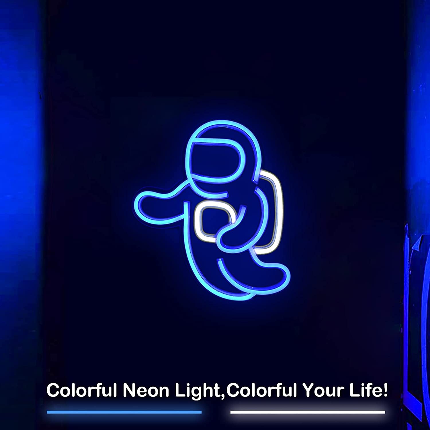Astronaut Neon Light Projector - Space LED Wall Decor for Bedrooms, USB Powered with Switch (14.1 x 12.6 inches) - Ideal for Living Rooms, Gaming Spaces, and Children's Birthday Gifts (Blue)