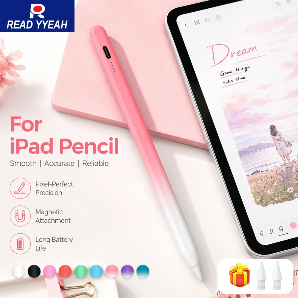 Magnetic Stylus Pen for Ipad 2018-2026 Pro Air Mini Pencil with Palm Rejection No Bluetooth for Apple Iphone Pen for Note Taking