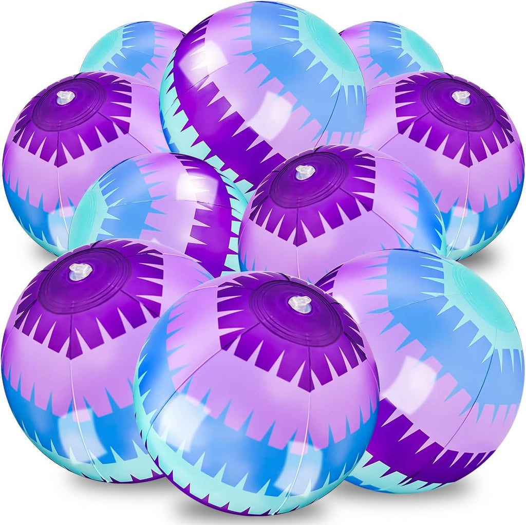 10-Pack Video Game Themed 9-Inch Beach Balls for Summer Pool and Beach Activities, Ideal for Gaming Birthday Party Decorations and End-of-Year Class Party Favors