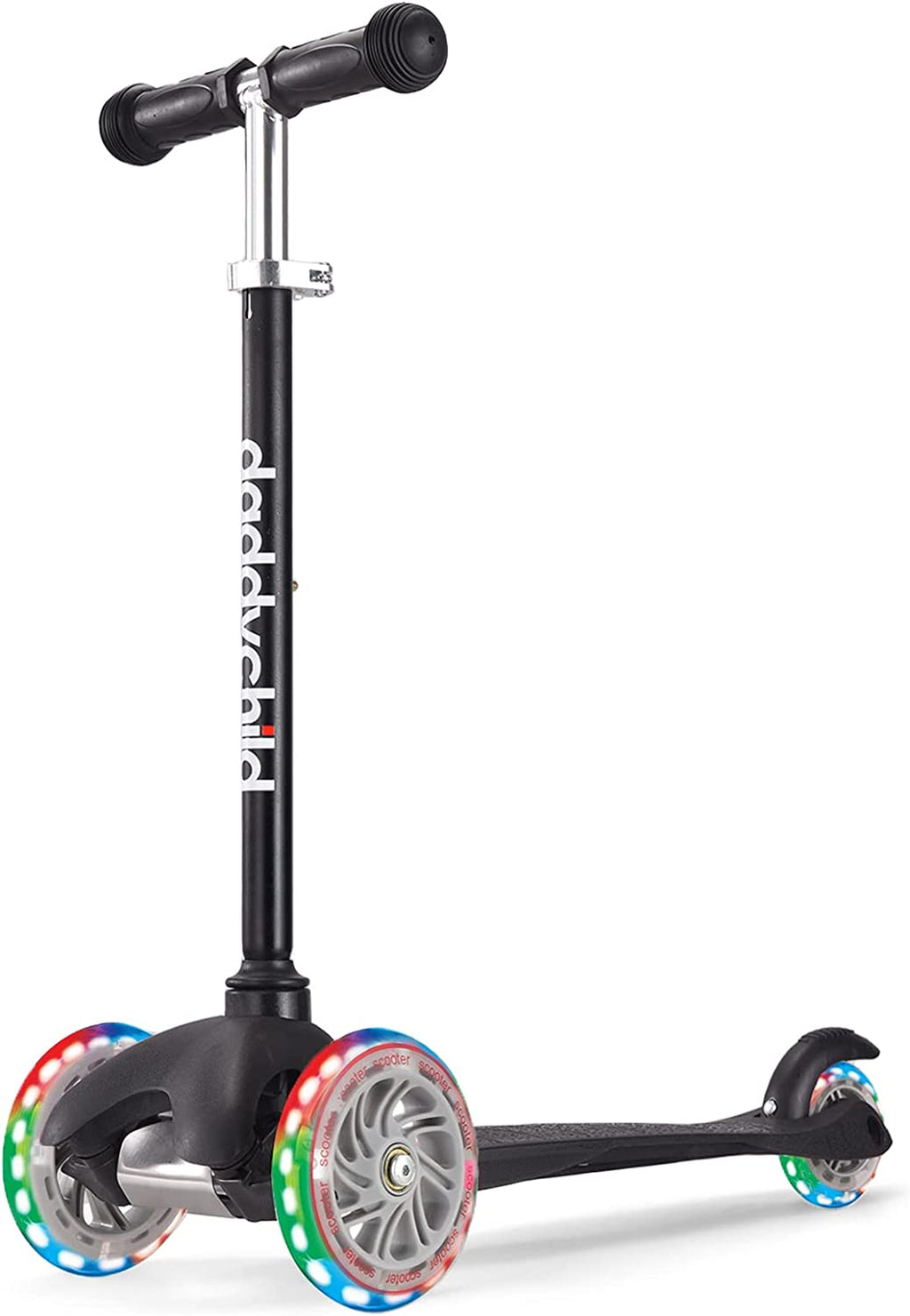 3-Wheel Kick Scooter for Children Ages 3-8, Lean-To-Steer Design, Toddler Scooter with Extra Wide Light-Up Wheels, 4 Adjustable Height Settings, Foldable for Boys and Girls, Maximum Weight Capacity 110 lbs