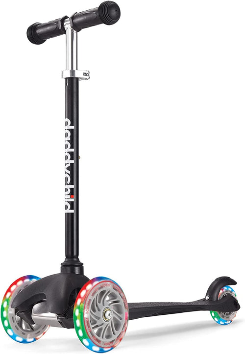 3-Wheel Kick Scooter for Children Ages 3-8, Lean-To-Steer Design, Toddler Scooter with Extra Wide Light-Up Wheels, 4 Adjustable Height Settings, Foldable for Boys and Girls, Maximum Weight Capacity 110 lbs