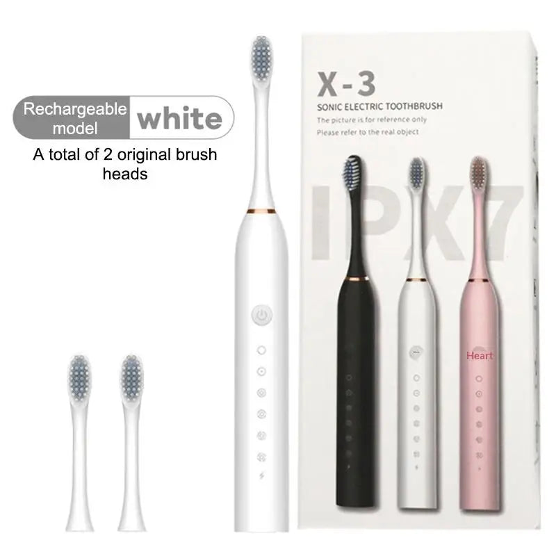 3Pcs/Set Electric Ultrasonic Toothbrush Six Speed Mode Home Soft Hair USB Charging Waterproof Adult Tooth Cleaner‘