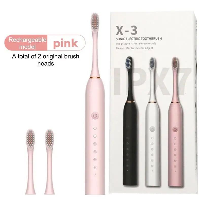 3Pcs/Set Electric Ultrasonic Toothbrush Six Speed Mode Home Soft Hair USB Charging Waterproof Adult Tooth Cleaner‘