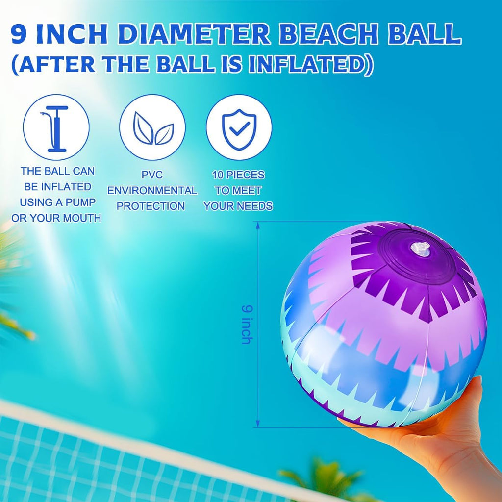 10-Pack Video Game Themed 9-Inch Beach Balls for Summer Pool and Beach Activities, Ideal for Gaming Birthday Party Decorations and End-of-Year Class Party Favors