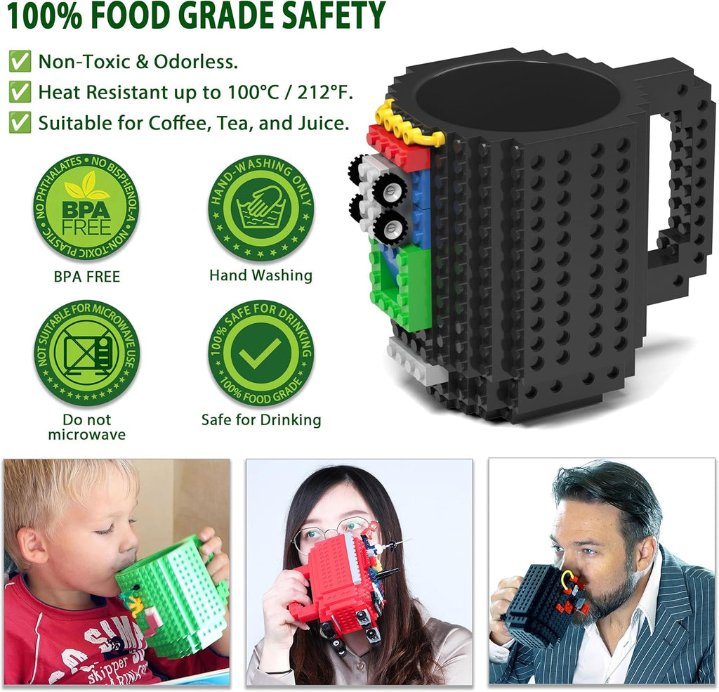 Exciting Build-On Brick Mug Set - 3 Random Packs of Creative 2-in-1 Bricks for Kids and Adults - Perfect Novelty Gift for Christmas, Birthdays, and More!
