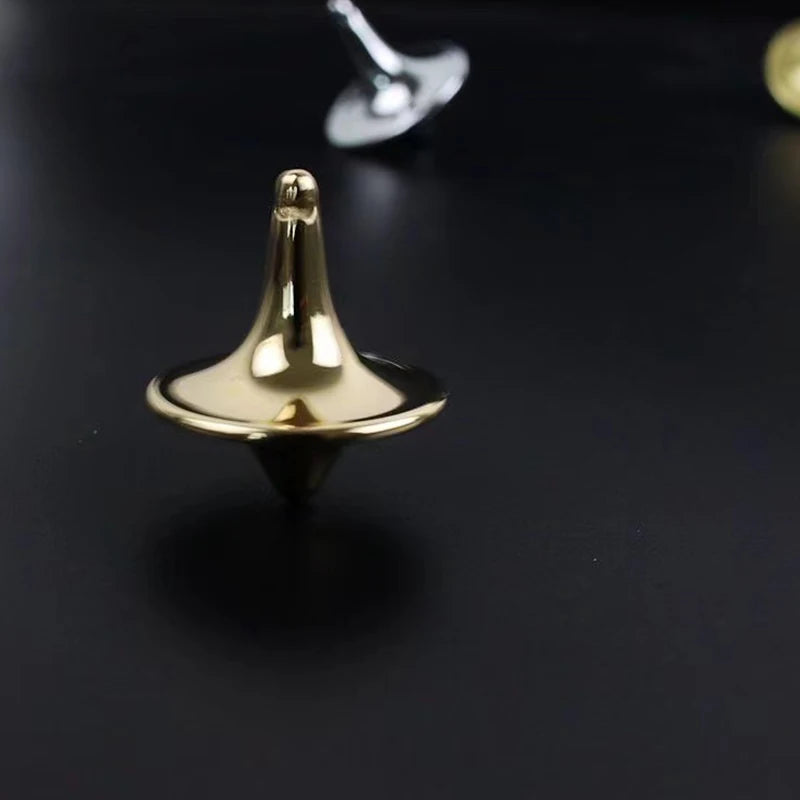 Metal Gyro Silver Hand Spinning Top - Small Cyclone Gyroscope Anti-Stress Fidget Toy for Children and Gifts