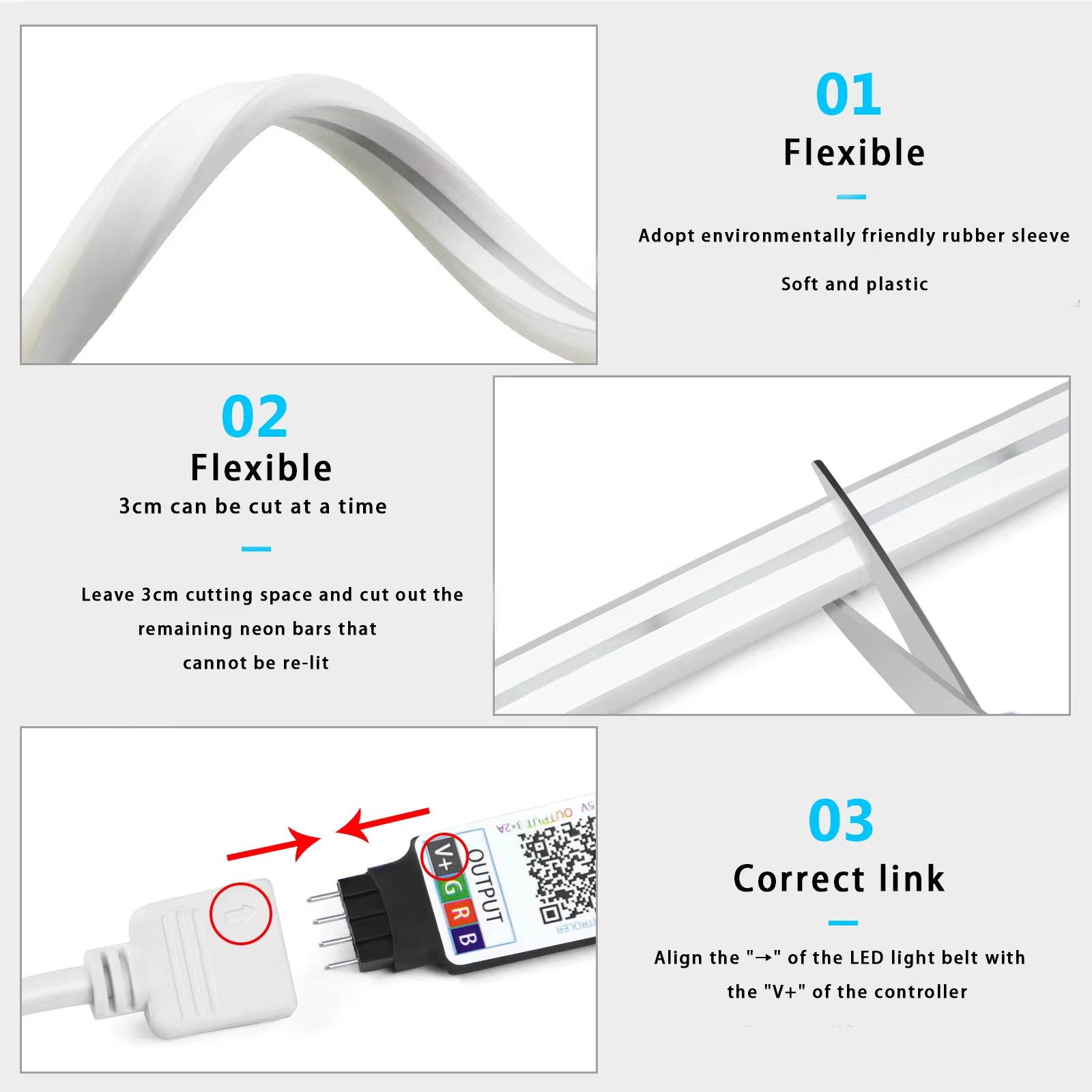 5V USB RGB Neon LED Strip Waterproof Flexible Ribbon Tape Neon Lights with App and Remote Control for Home Room Decoration