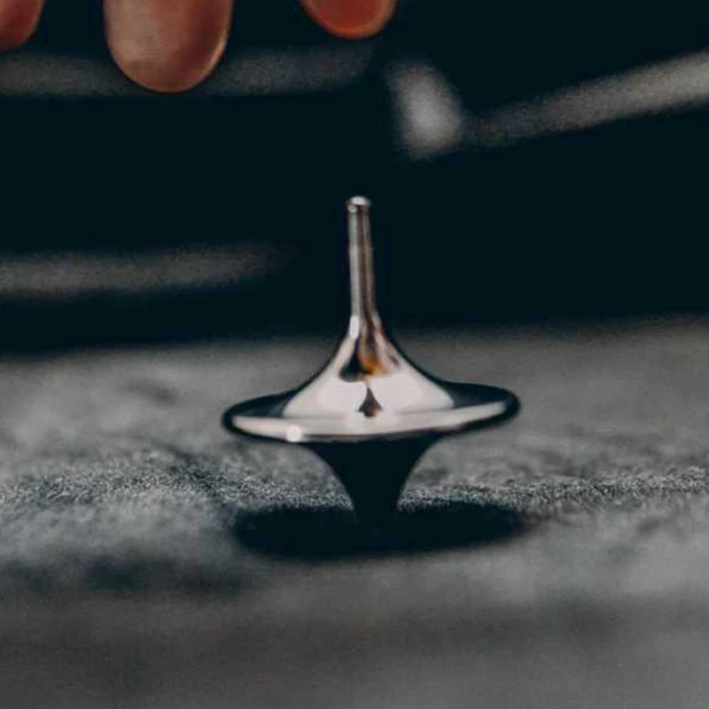 Metal Gyro Silver Hand Spinning Top - Small Cyclone Gyroscope Anti-Stress Fidget Toy for Children and Gifts