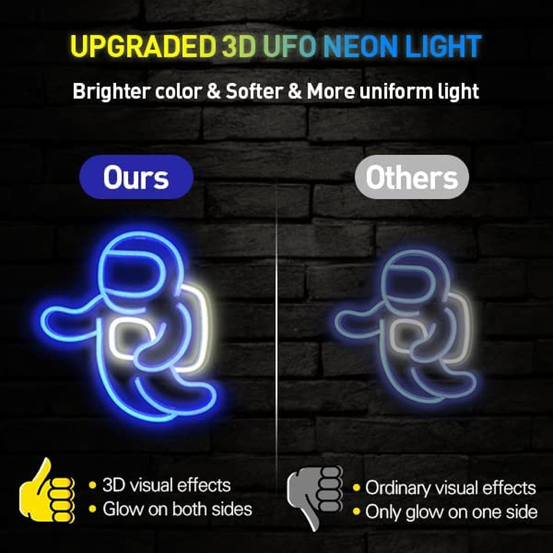 Astronaut Neon Light Projector - Space LED Wall Decor for Bedrooms, USB Powered with Switch (14.1 x 12.6 inches) - Ideal for Living Rooms, Gaming Spaces, and Children's Birthday Gifts (Blue)