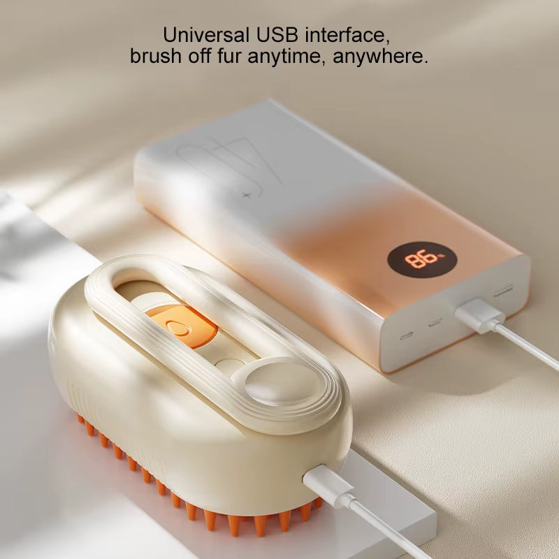 Foldable Pet Hair Remover 3 in 1 Cat Silicone Steam Brush Electric Spray Comb Cat Grooming Brush Universal Spray Massage Comb