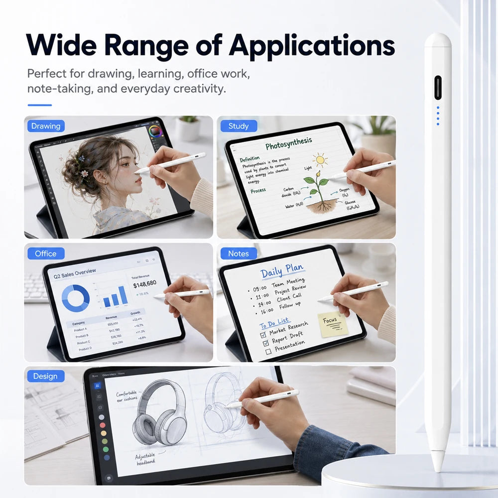 Magnetic Stylus Pen for Ipad 2018-2026 Pro Air Mini Pencil with Palm Rejection No Bluetooth for Apple Iphone Pen for Note Taking